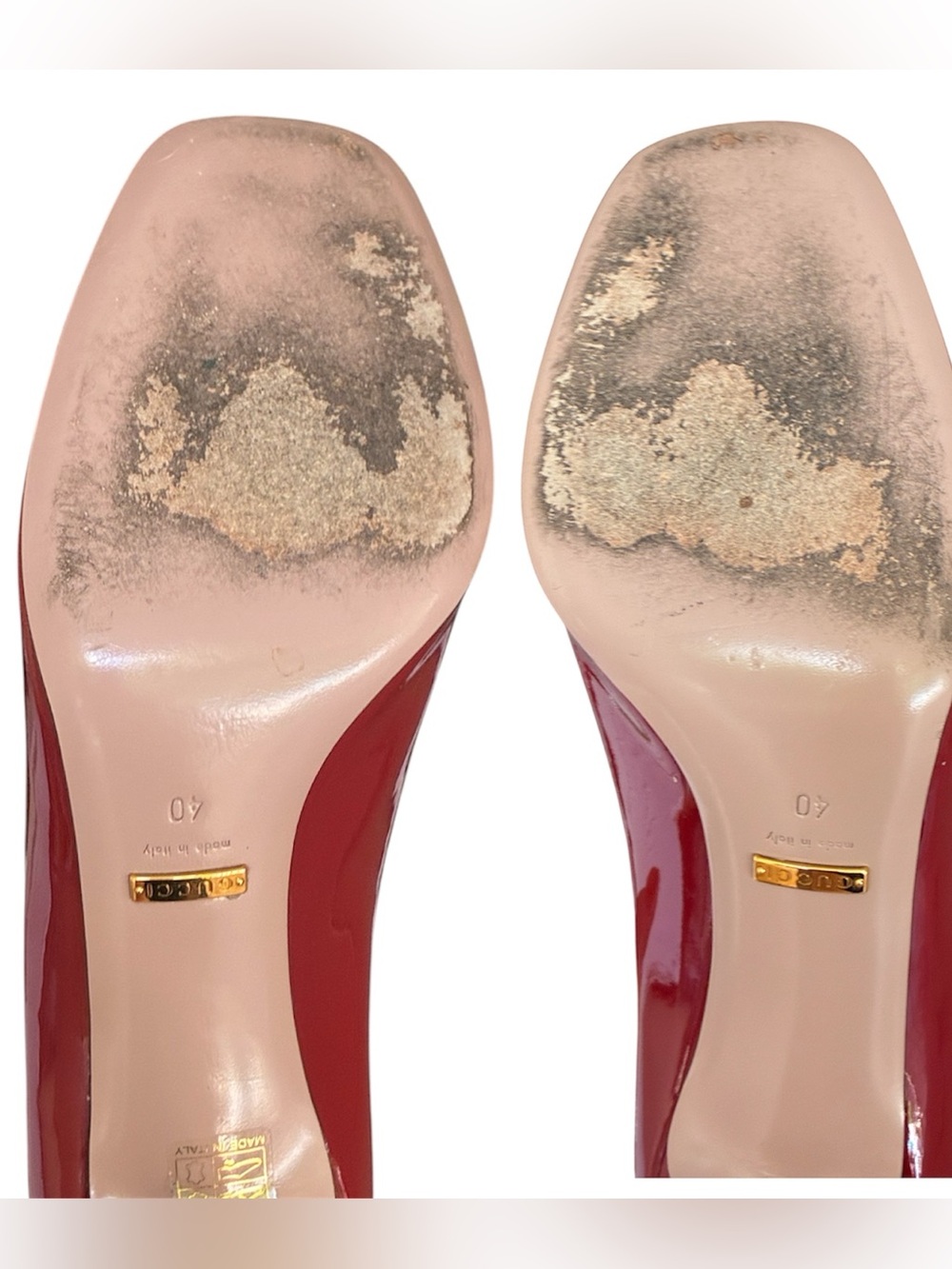 Gucci Red Patent Leather Classic Gold Horsebit Closed Toe Pump Heel Size US 10 - Picture 15 of 15